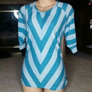 Chevron stripe knit poncho tee